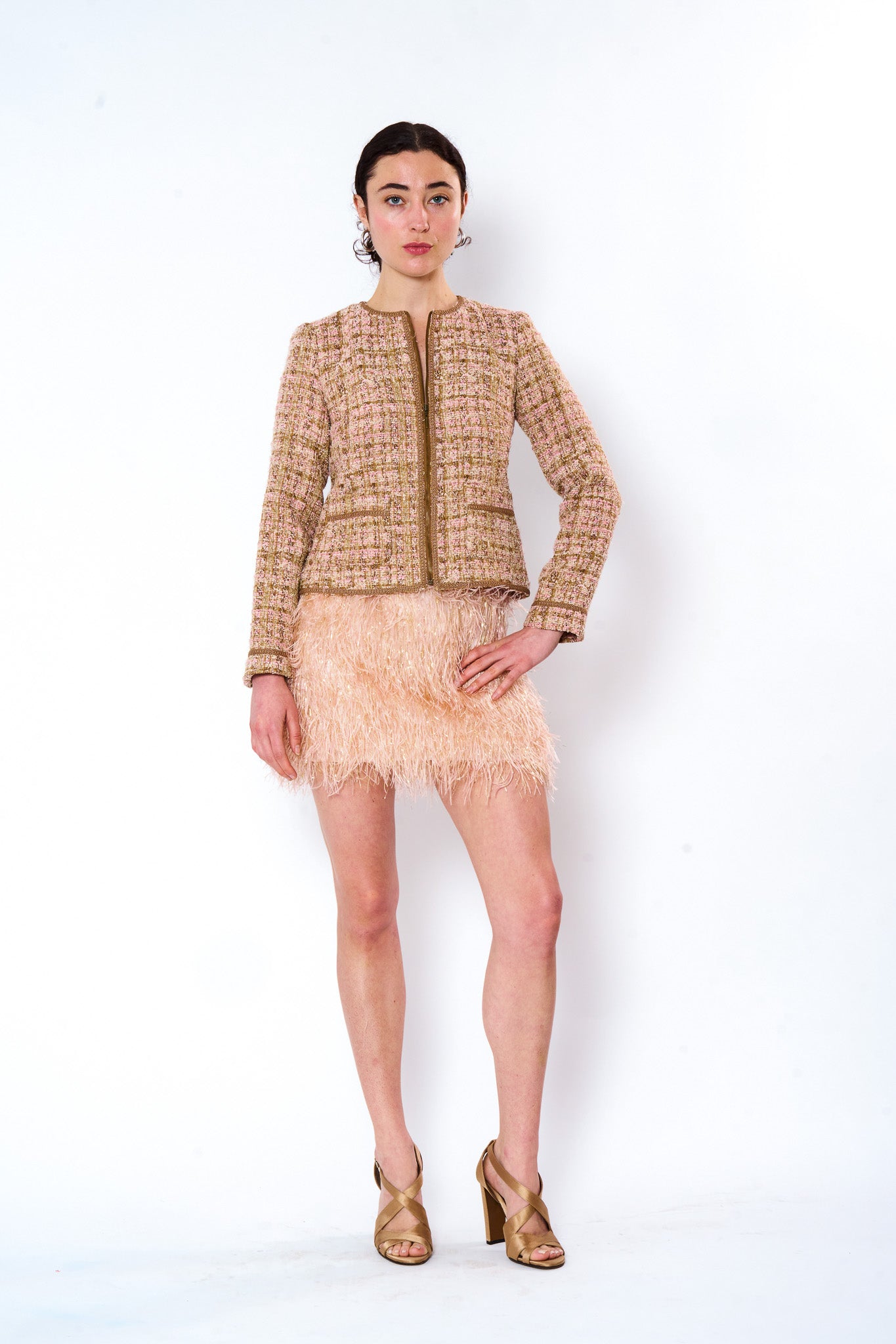 Blush Feather Mini Skirt