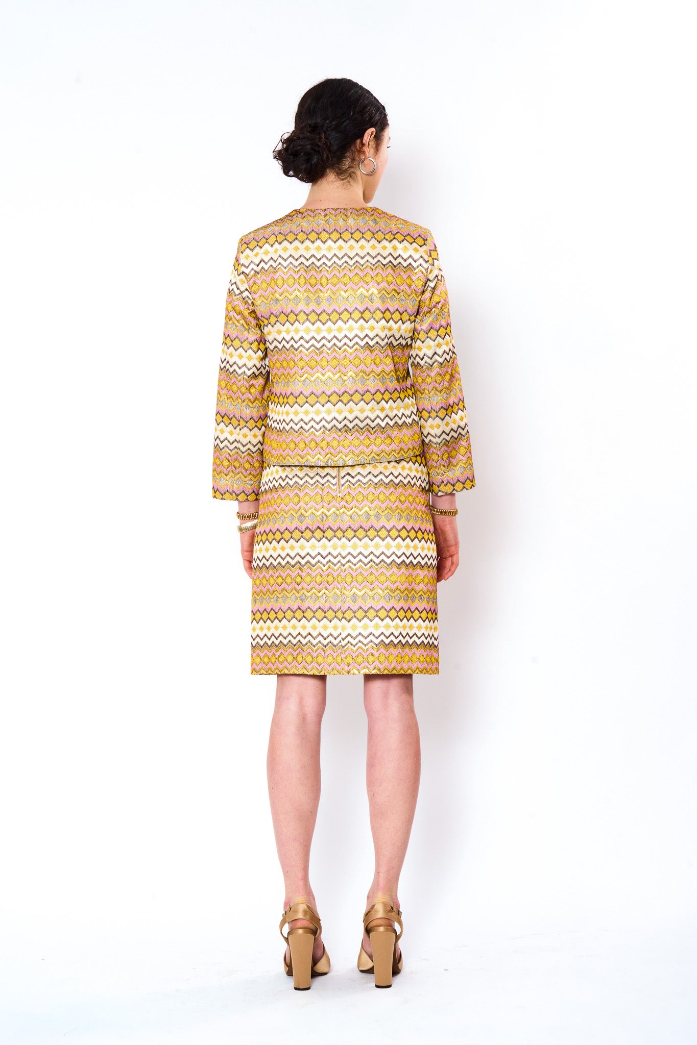 Rose Gold Embroidered Pencil Skirt