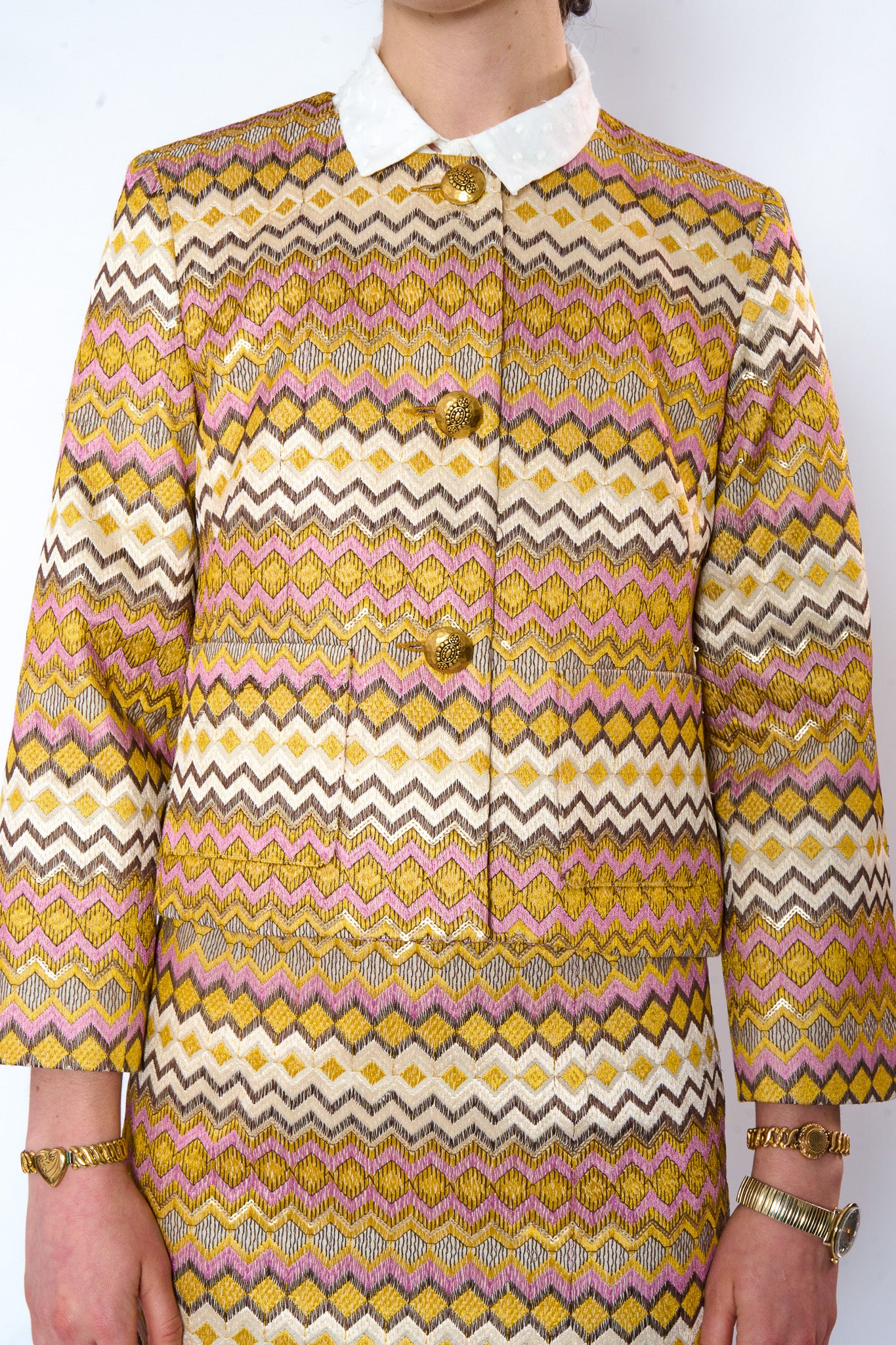 Rose Gold Embroidered Short Jacket