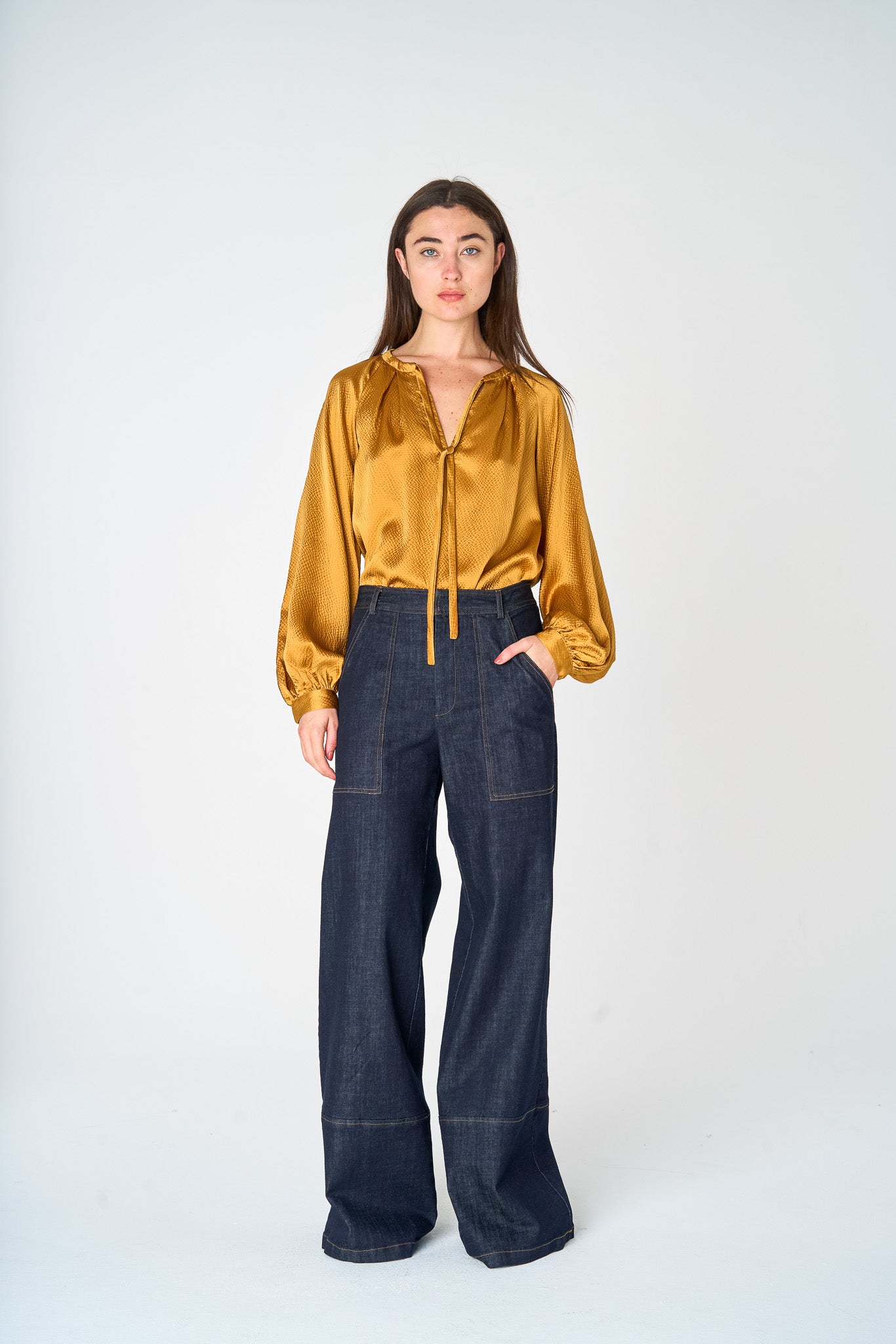 Hepburn Trousers with deep cargo pockets and wide legs.
