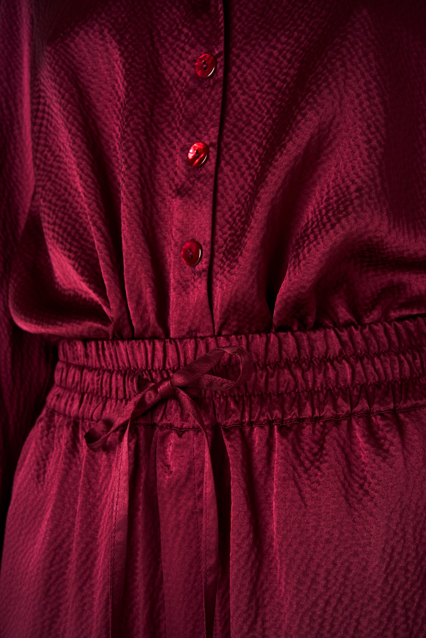 Claret Pyjama Pant shown on model, alternate view