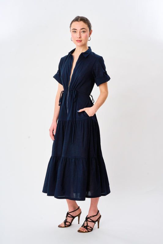 Navy Cotton Dame Dress