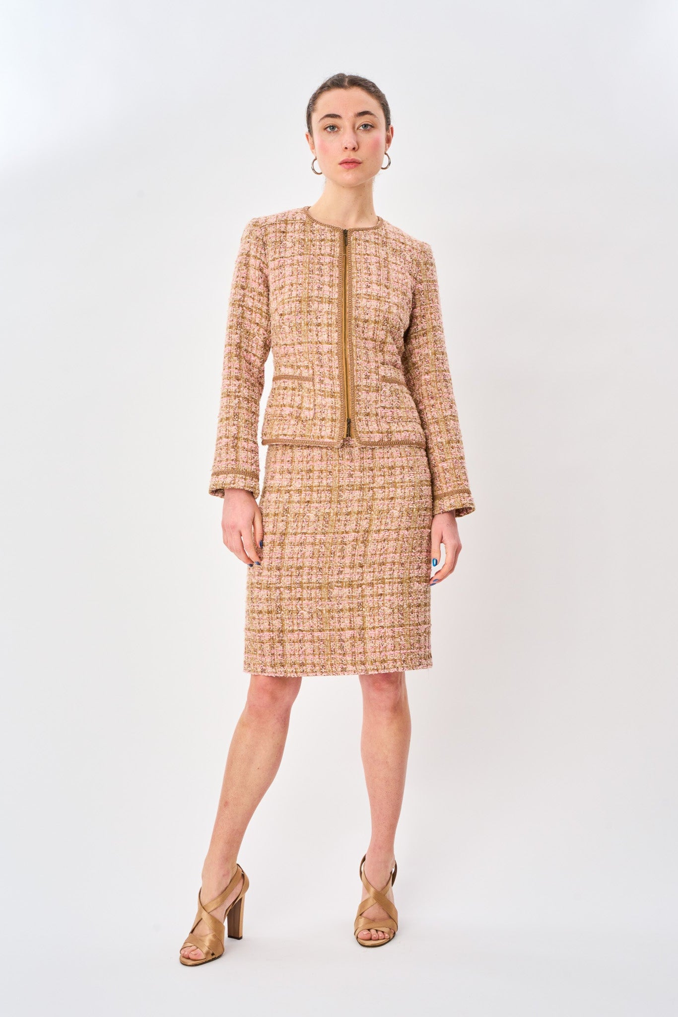 Blush Boucle Pencil Skirt