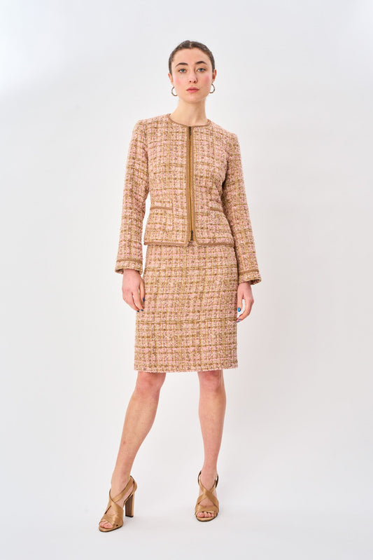 Blush Boucle Pencil Skirt