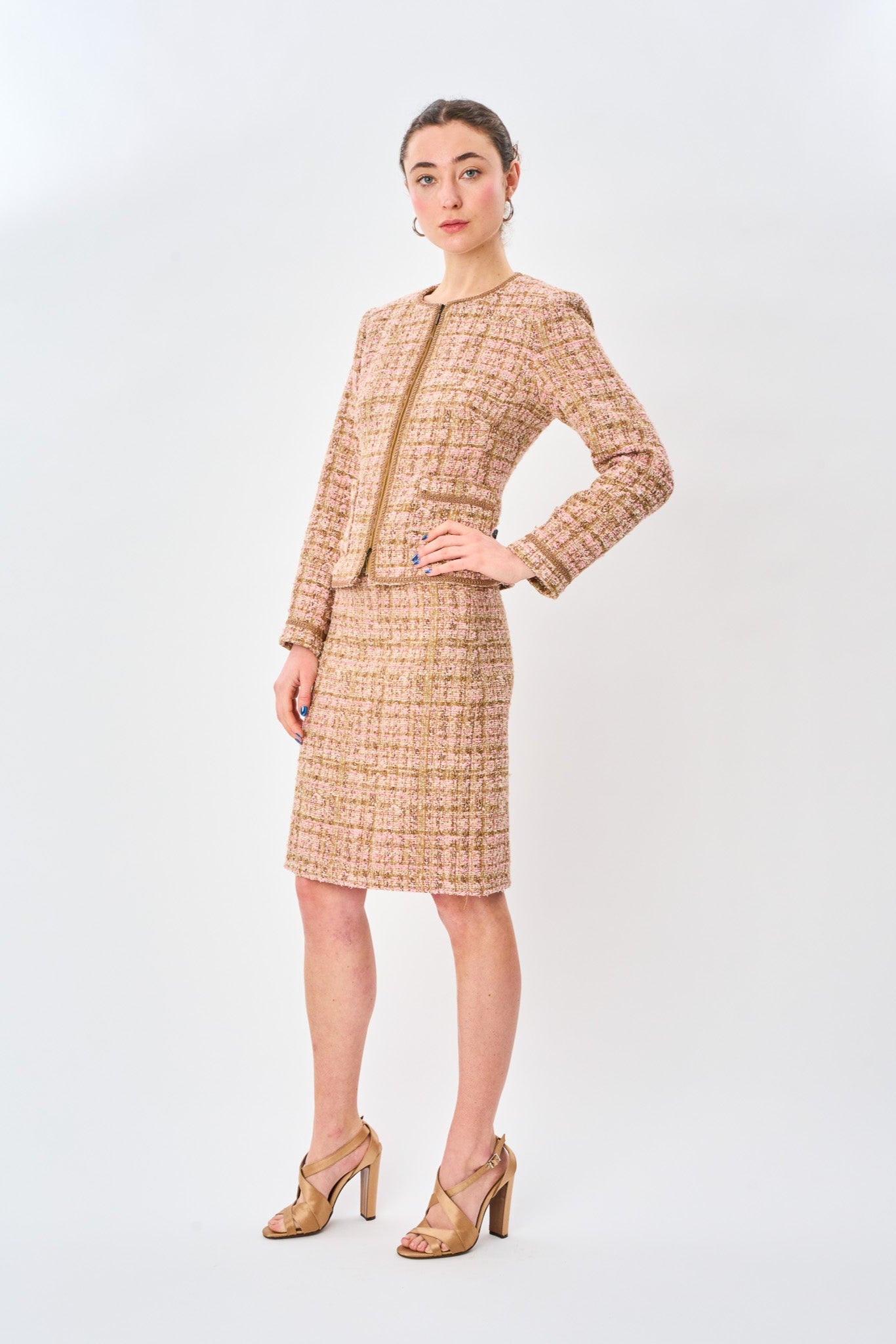 Blush Boucle Pencil Skirt