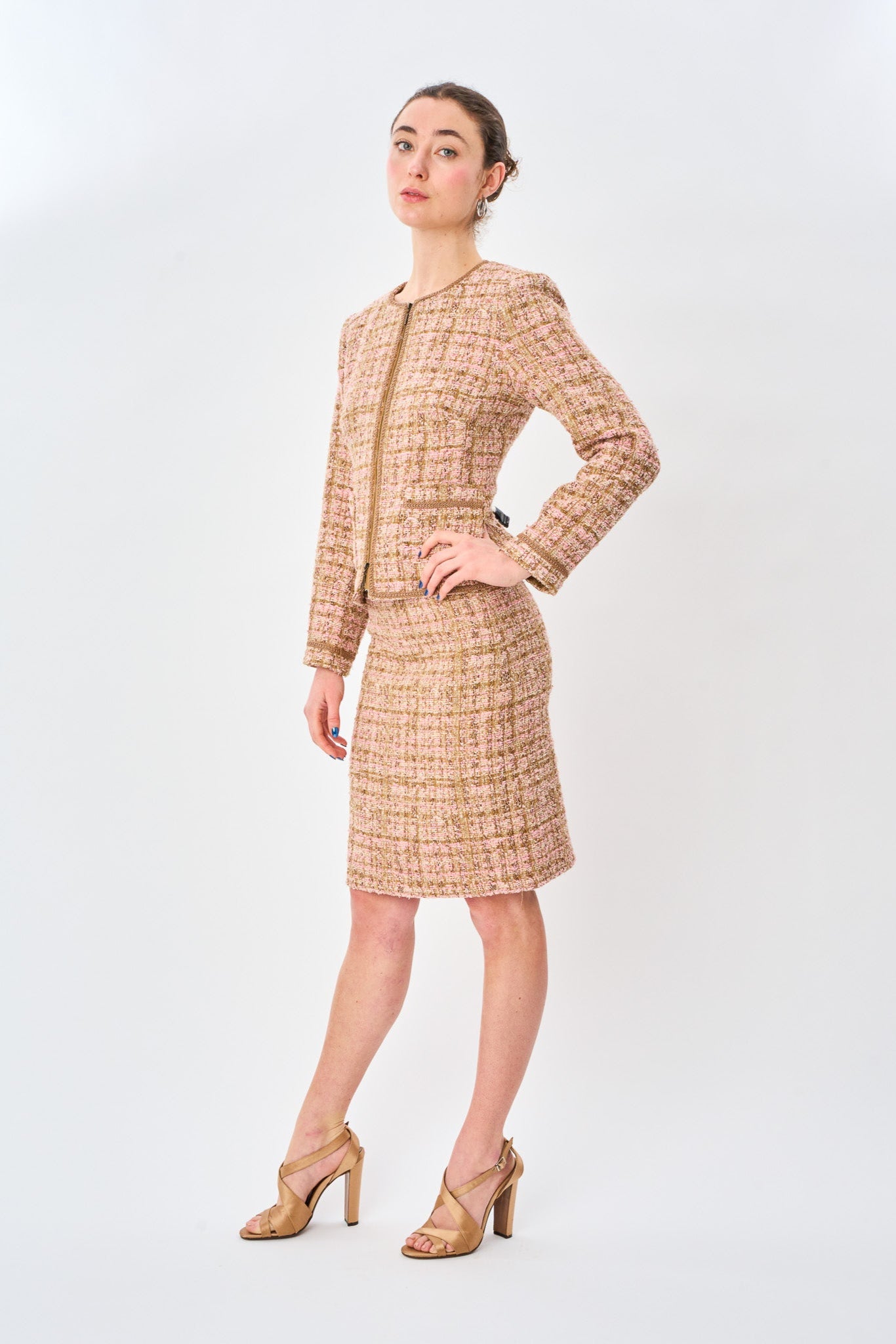 Blush Boucle Pencil Skirt