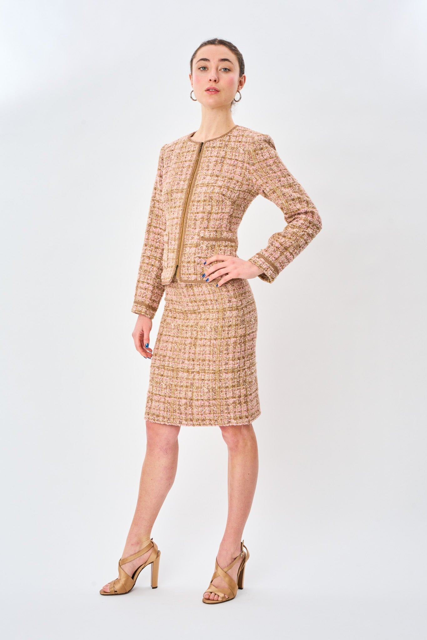 Blush Boucle Pencil Skirt