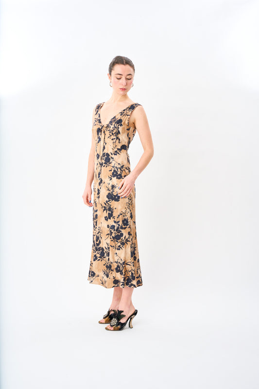 Shadow Floral Bow Front Slip Dress