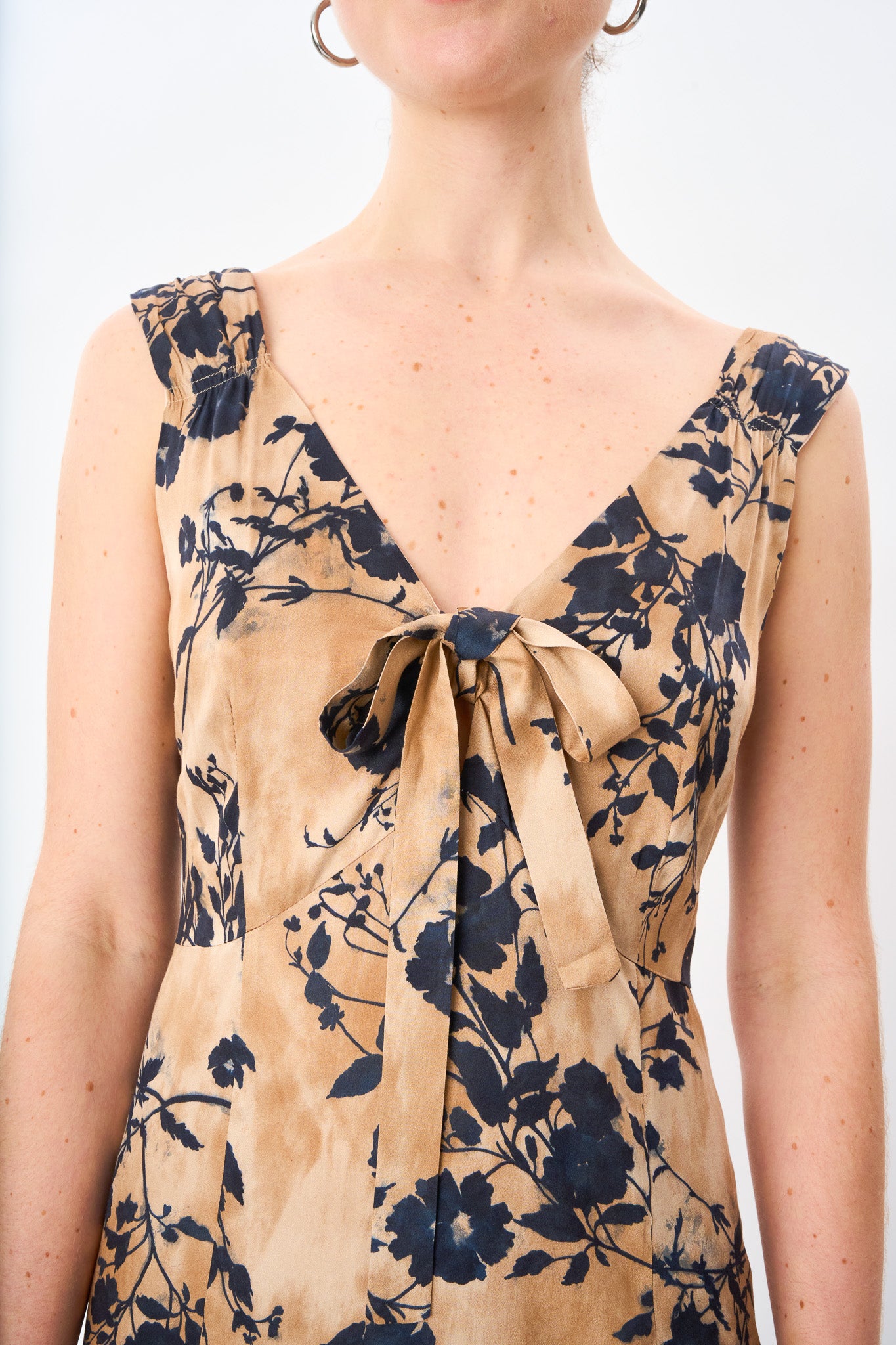 Shadow Floral Bow Front Slip Dress