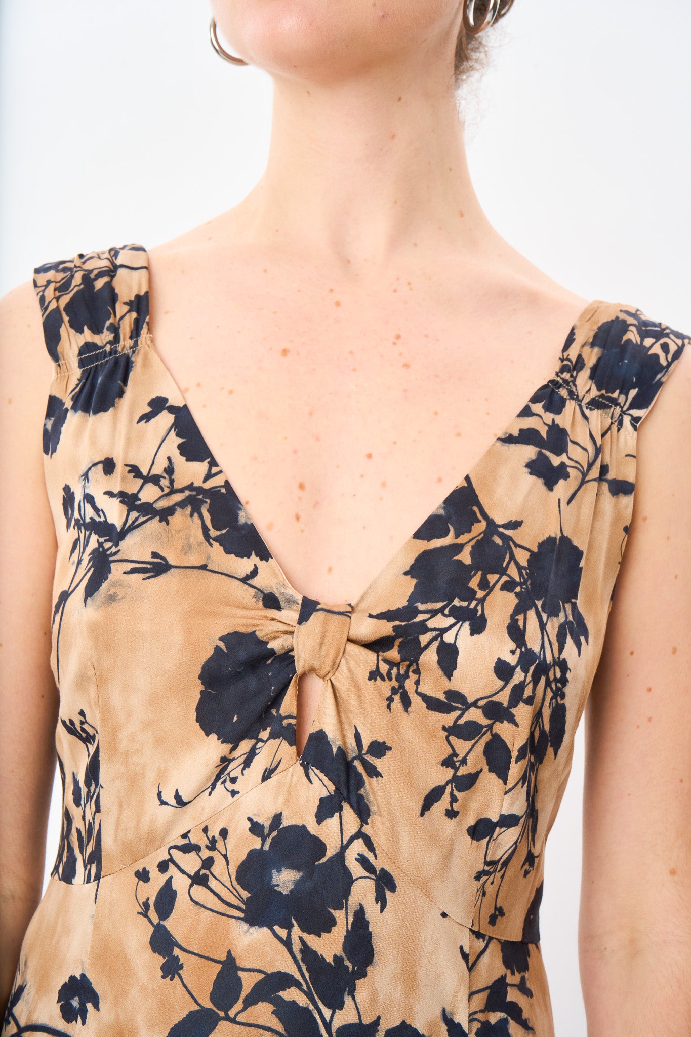 Shadow Floral Bow Front Slip Dress
