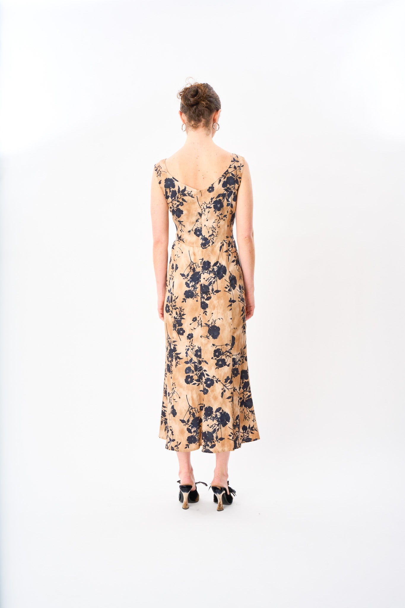 Shadow Floral Bow Front Slip Dress