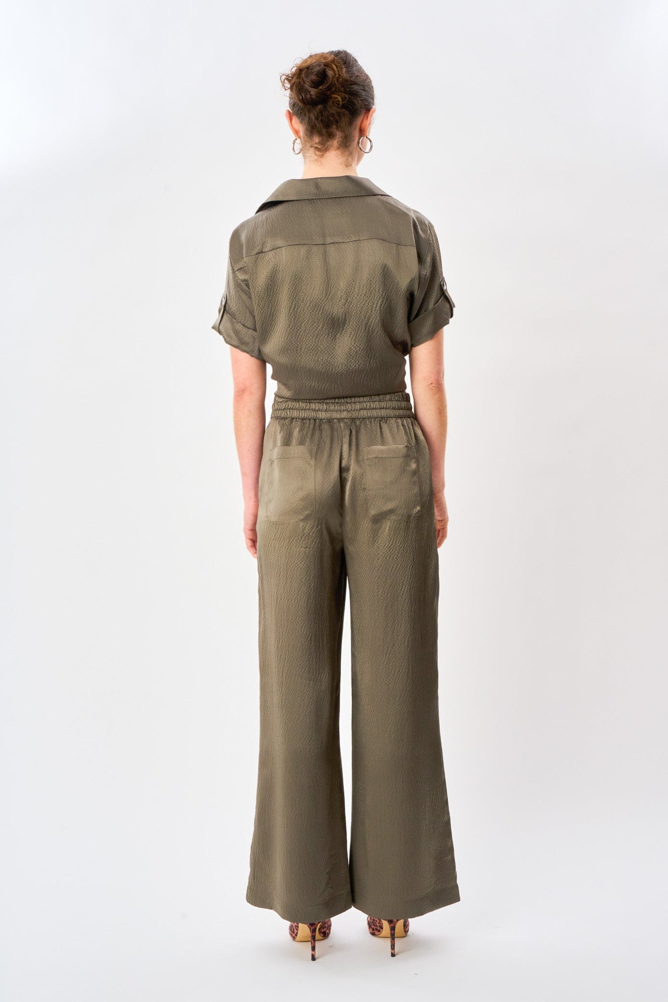 Dusty Olive Satin Silk Pyjama Pant