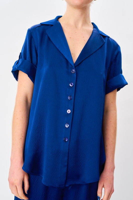 Deep Sea Satin Camp Shirt