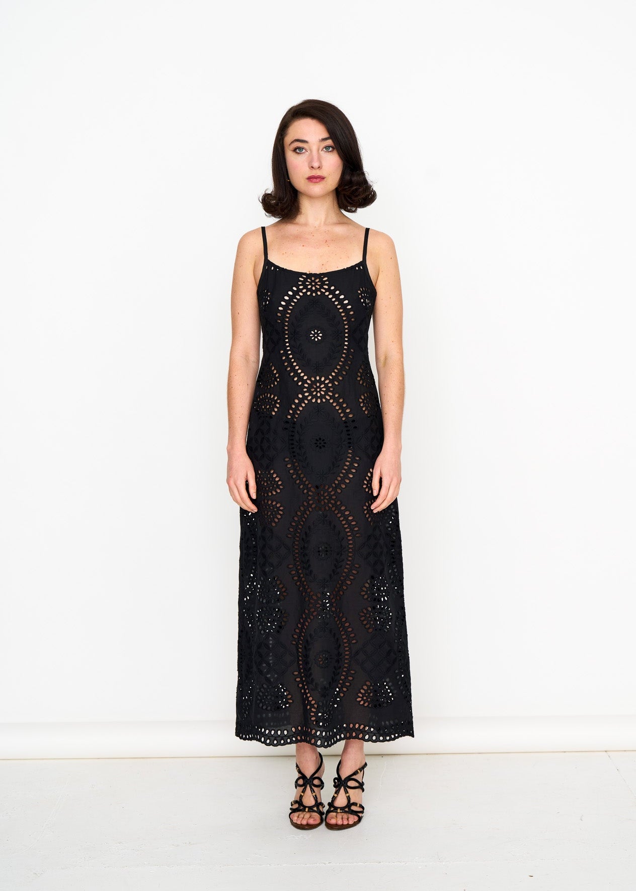 Black Eyelet Slip Dress Black / XS