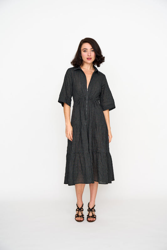 Black Mini Check Dame Dress