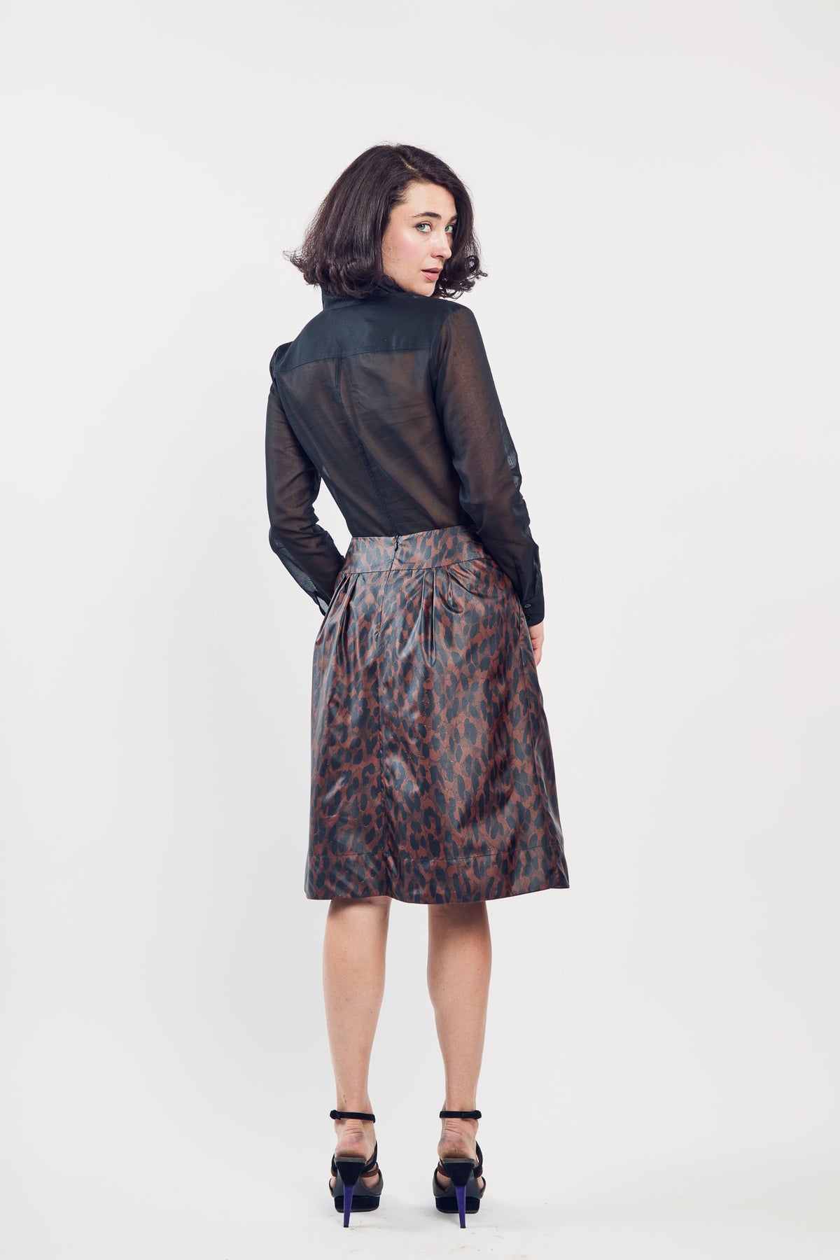 Tea Cup Skirt in Lacquered Leopard