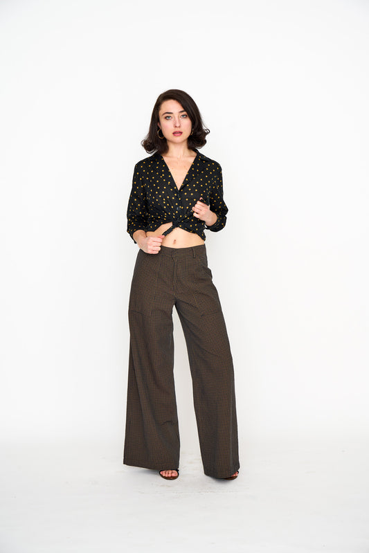Brown Mini Check Hepburn Trouser