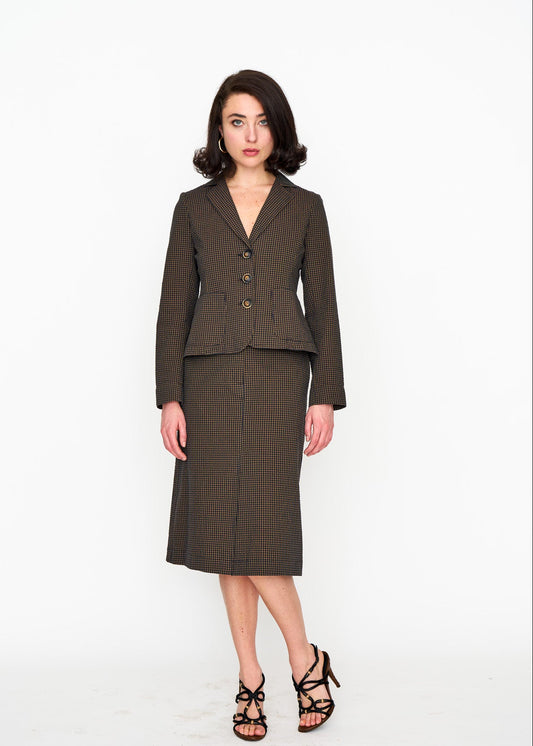 Brown Mini Check Unlined Blazer