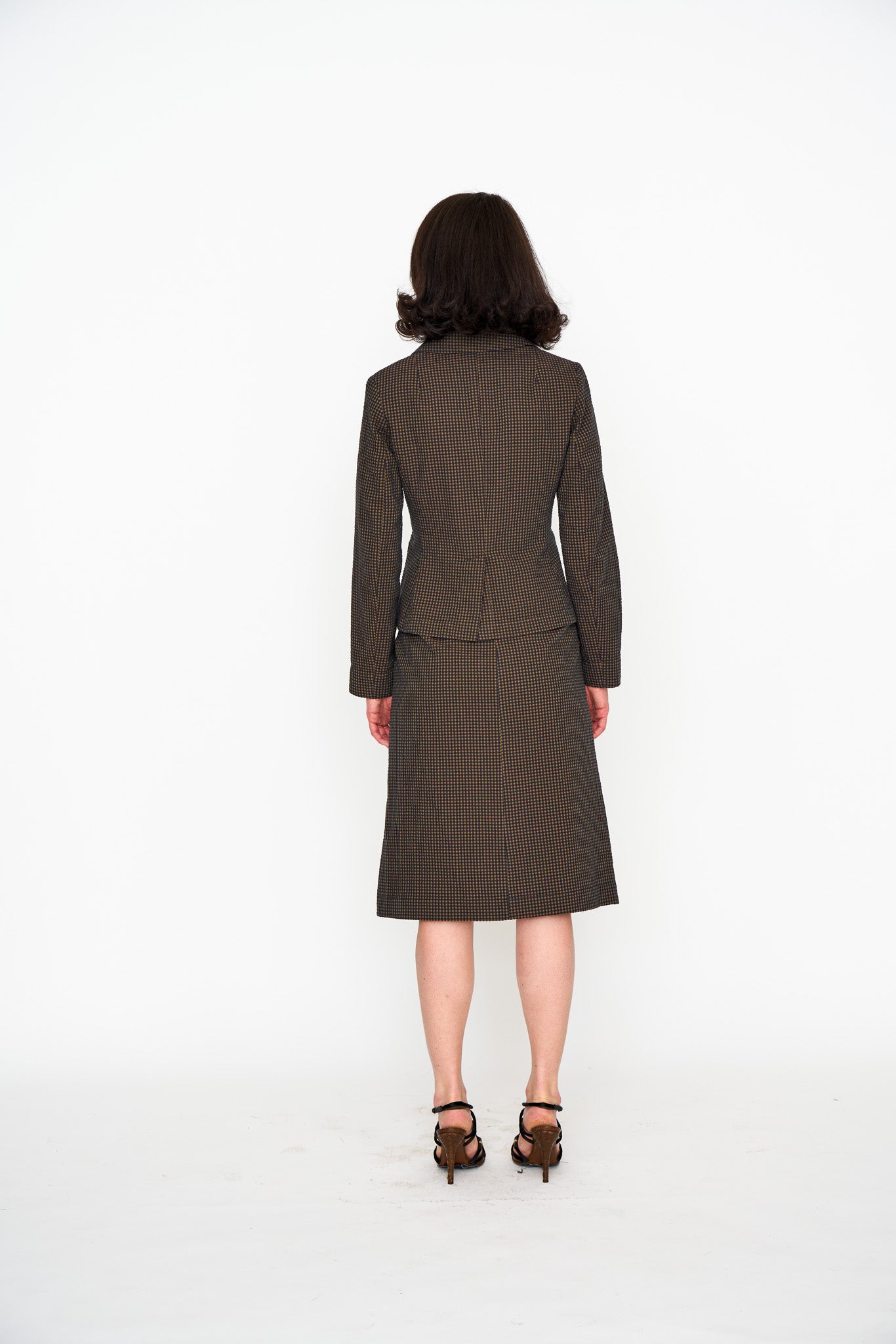 Brown Mini Check Unlined Blazer