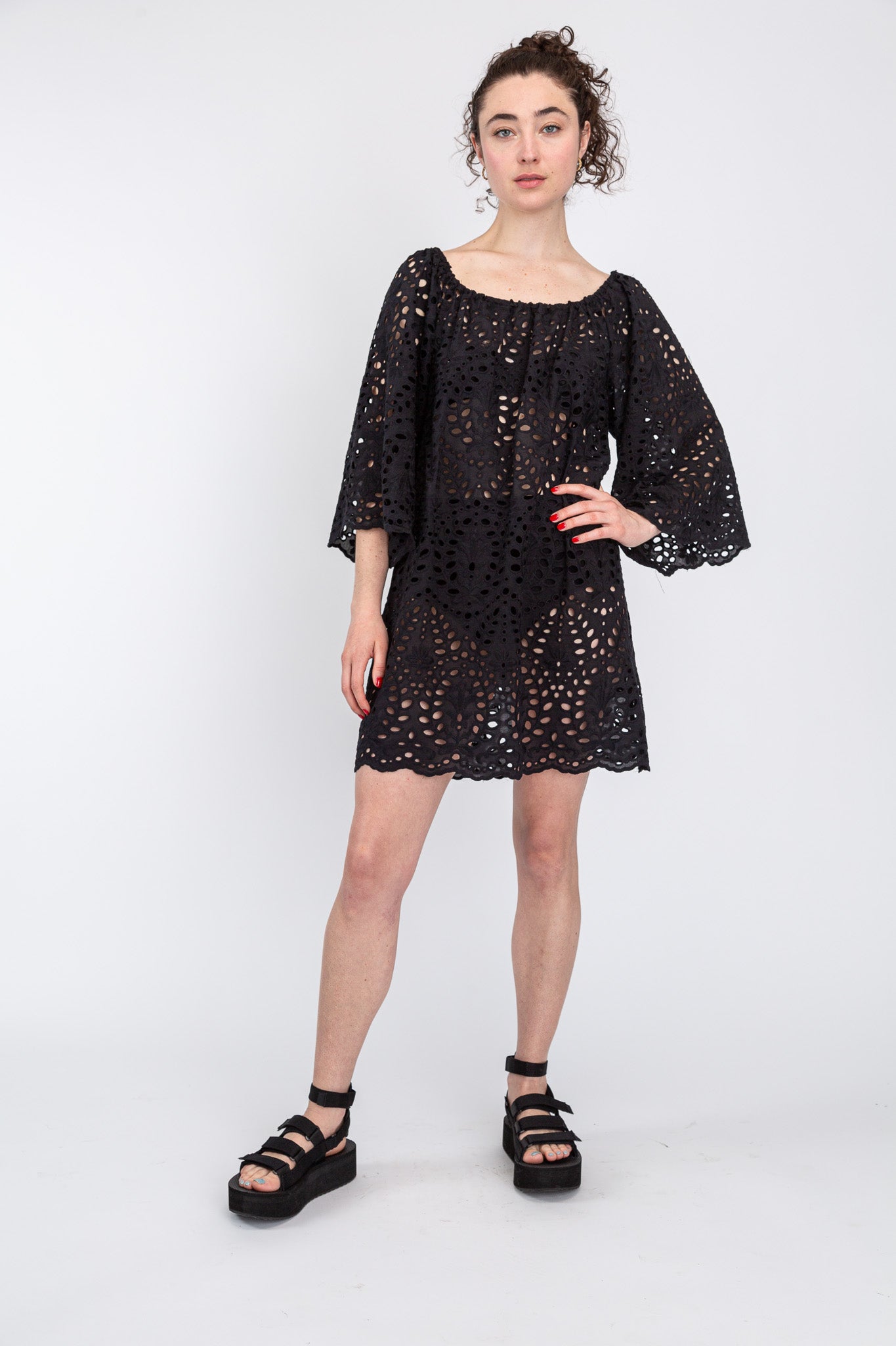 Black eyelet dress