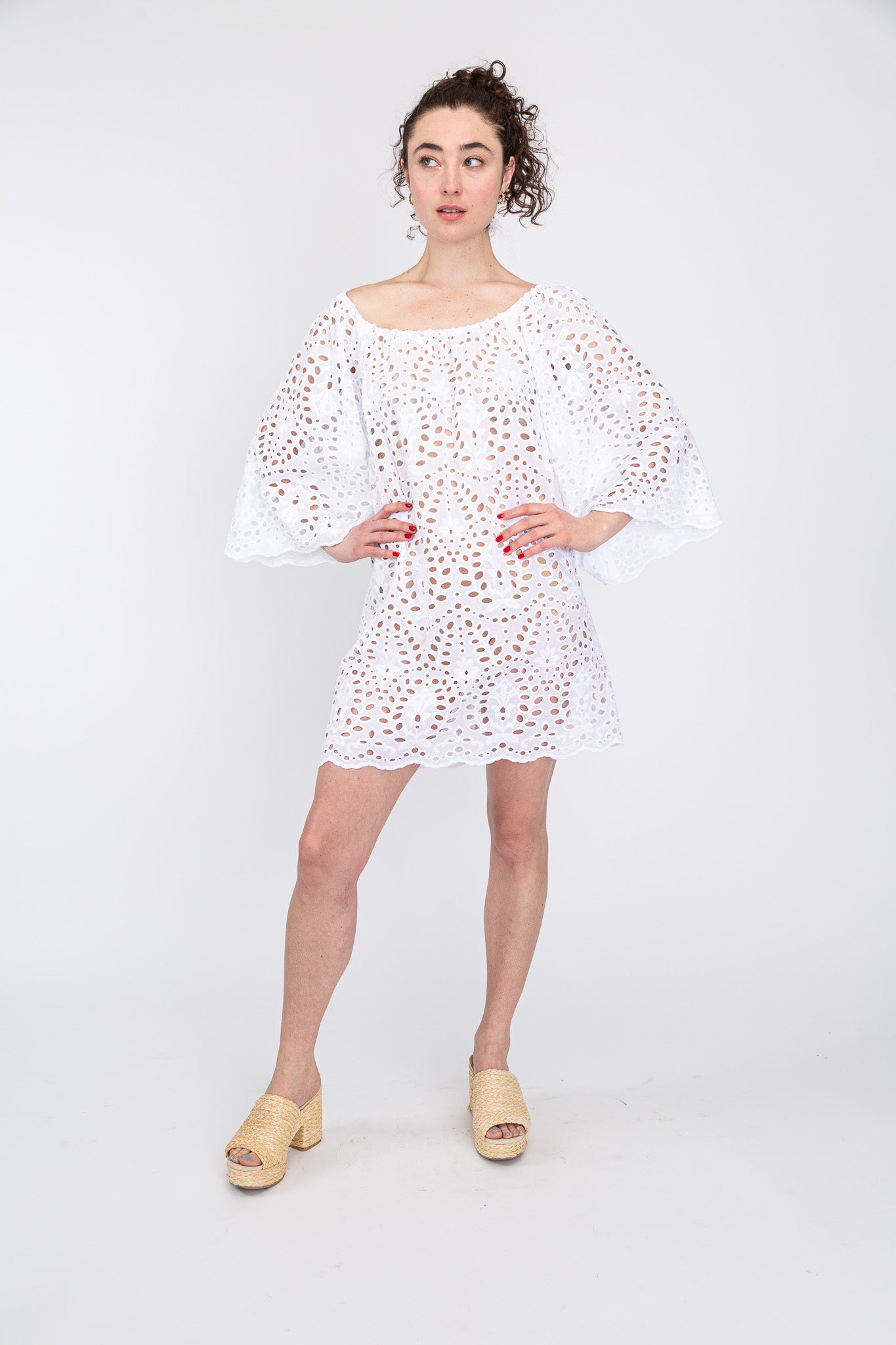 white cotton eyelet coverup dress