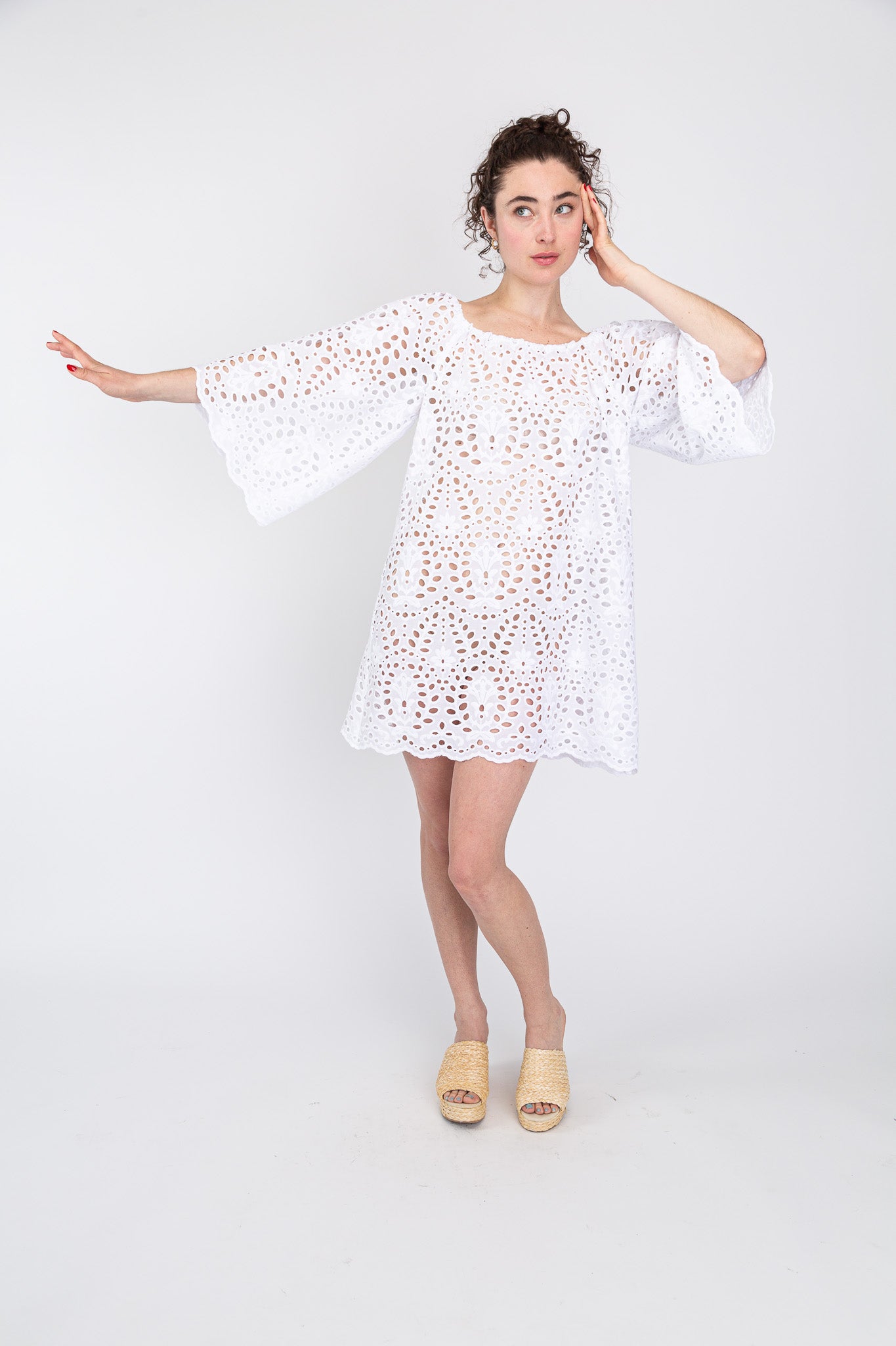 White Eyelet Mini Dress
