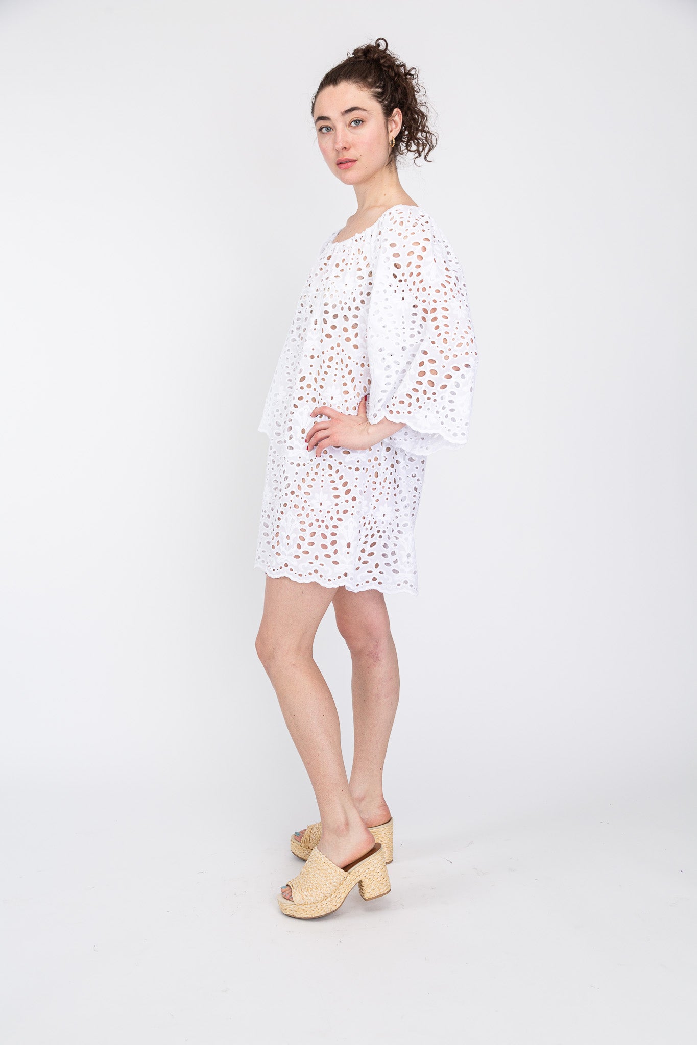 White Eyelet Mini Dress