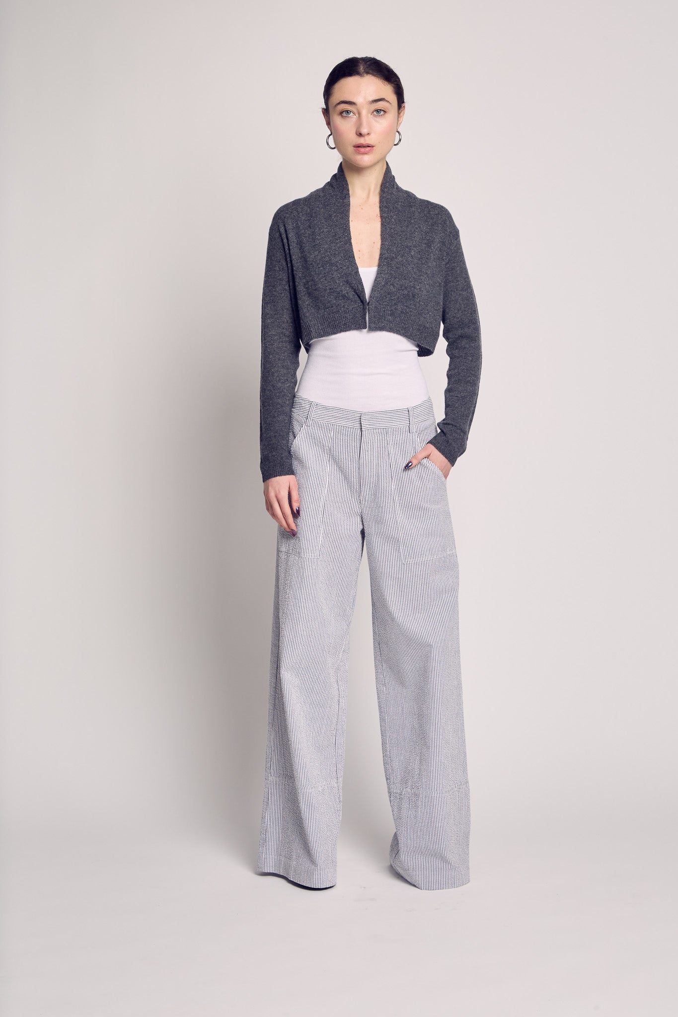 Charcoal Cropped Cardigan