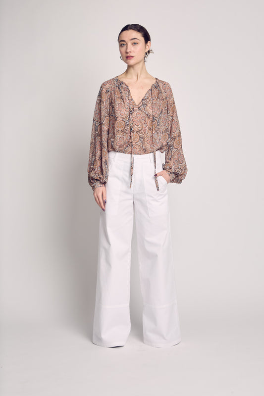 Tie Front Peasant Blouse