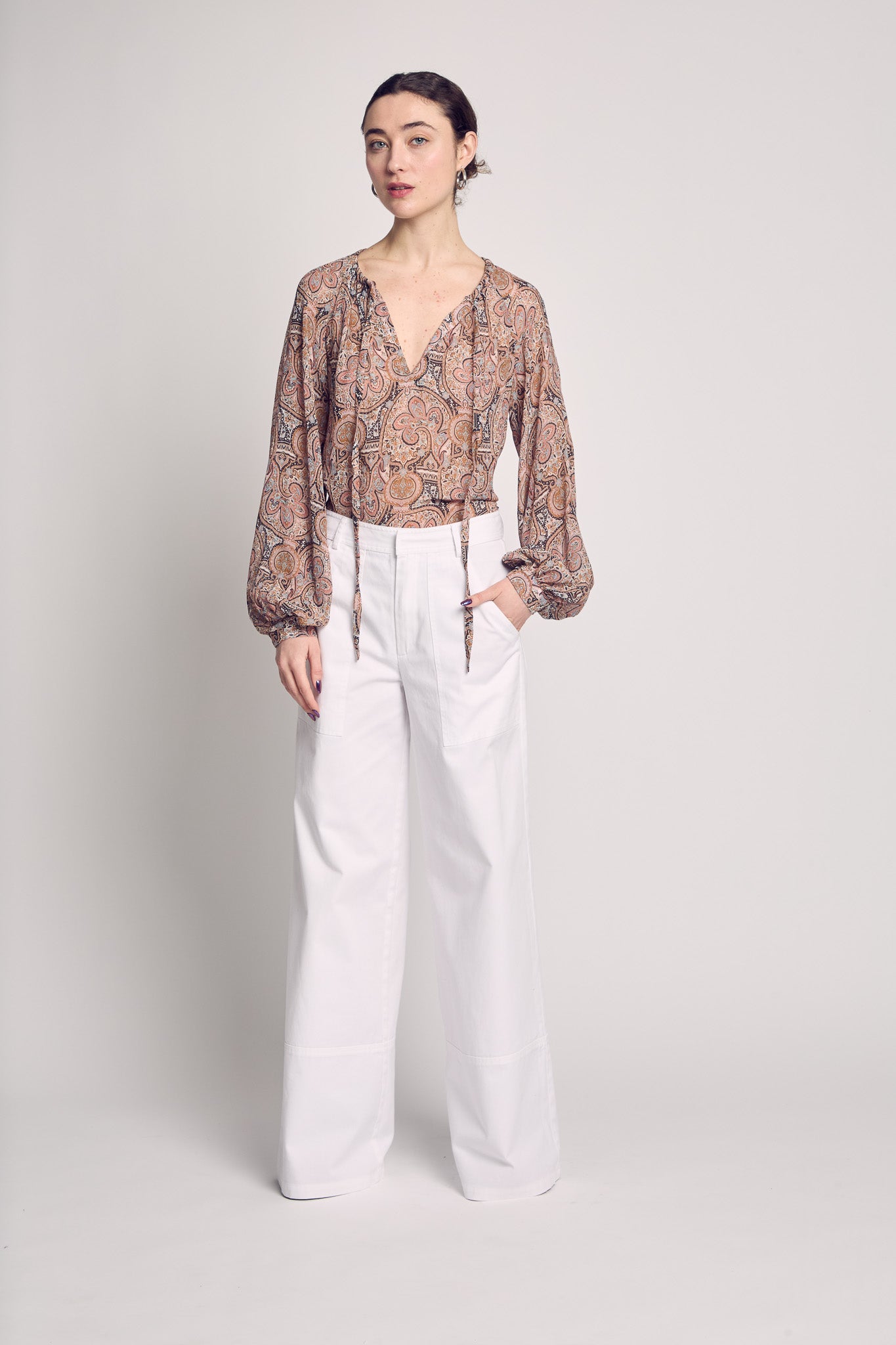 Tie Front Peasant Blouse