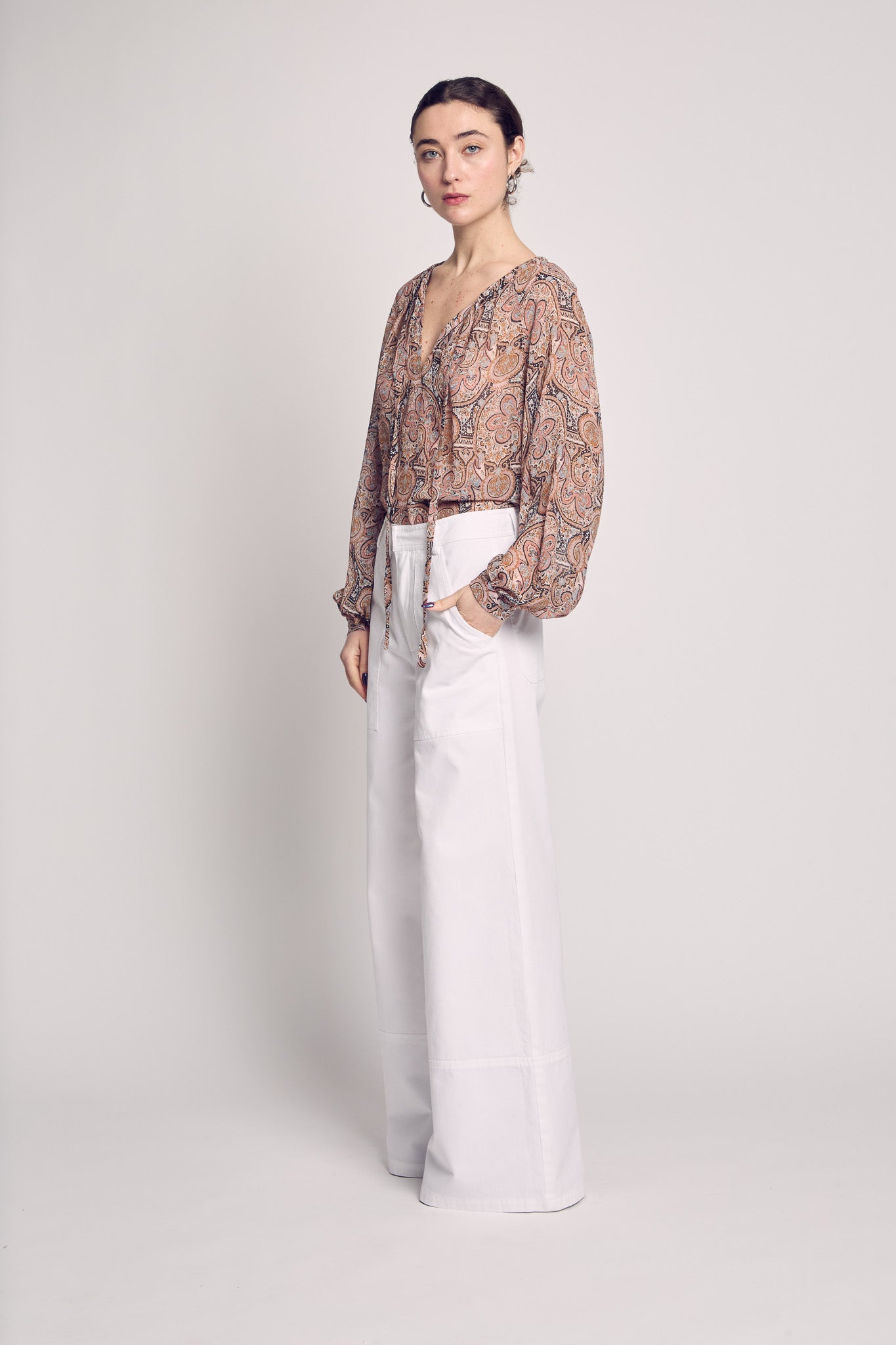 Tie Front Peasant Blouse