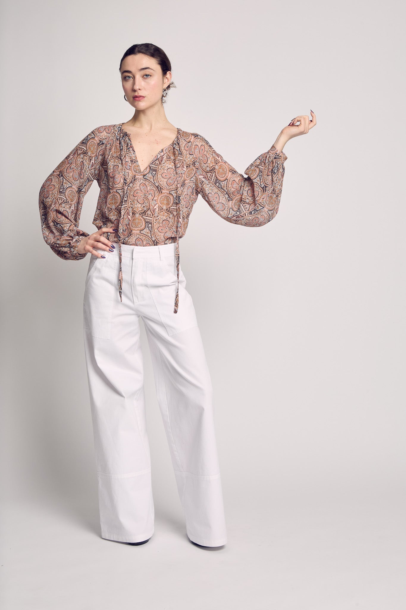 Tie Front Peasant Blouse