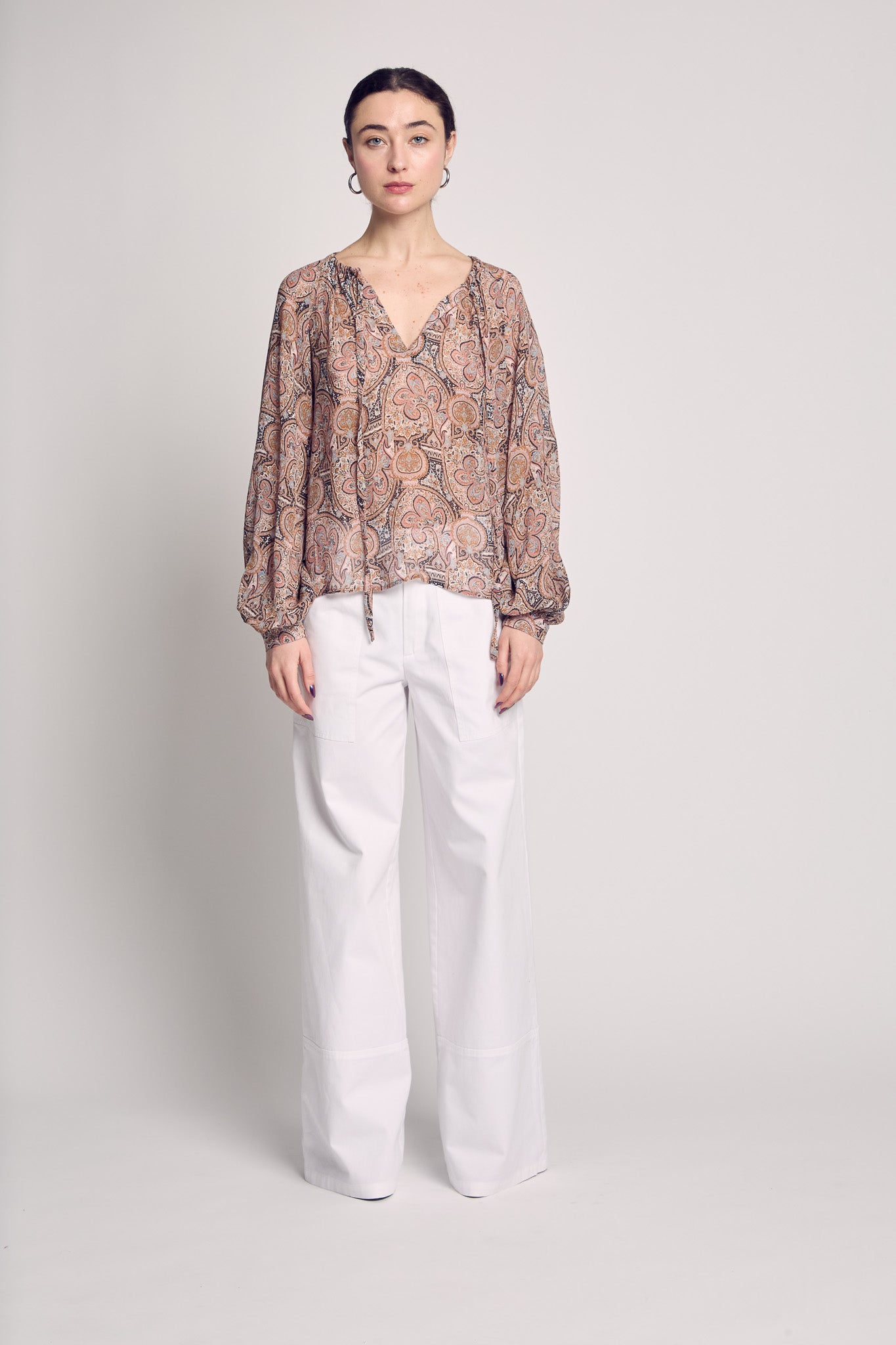 Tie Front Peasant Blouse