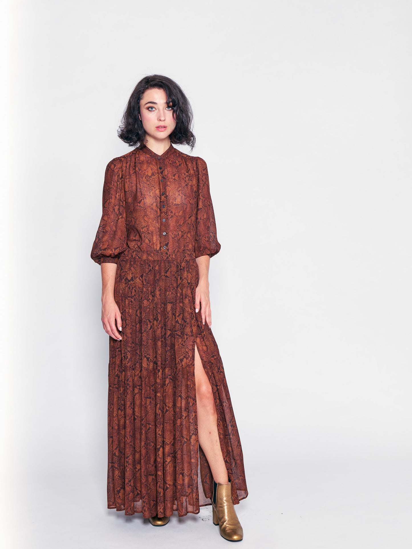 Python Button Front Blouse