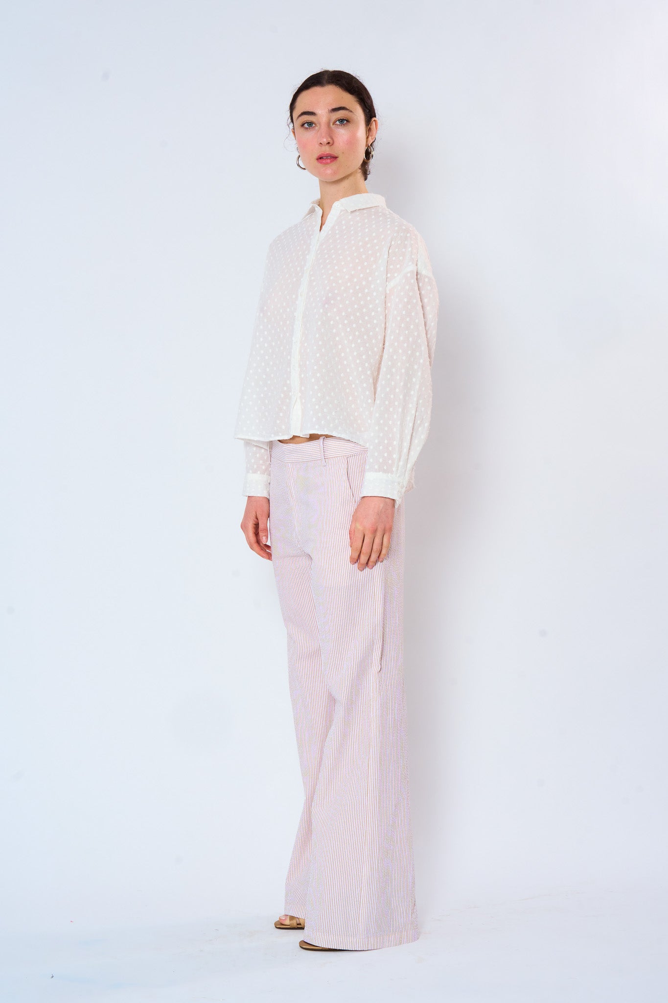 White Cotton Embroidered Dot Shirt
