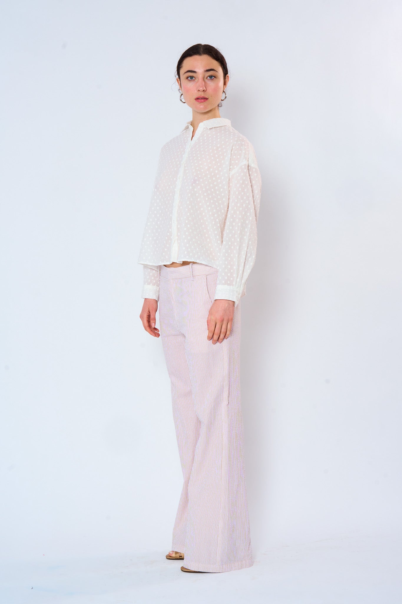 White Cotton Embroidered Dot Shirt