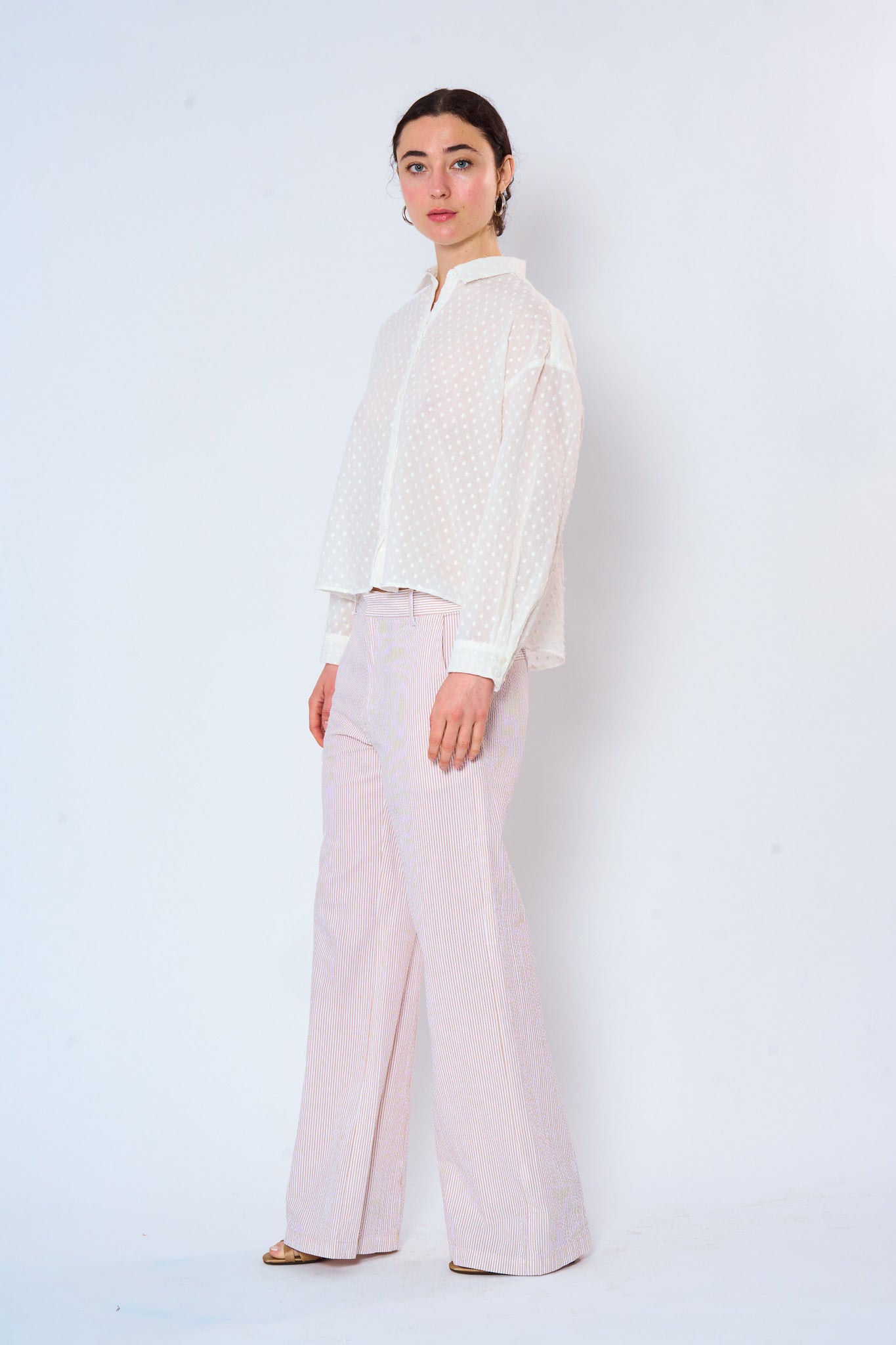 White Cotton Embroidered Dot Shirt