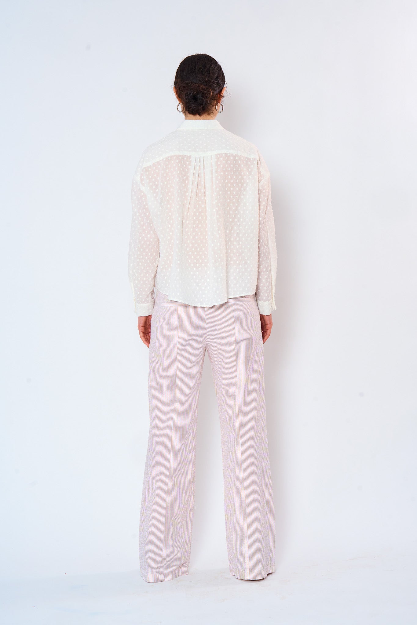 White Cotton Embroidered Dot Shirt