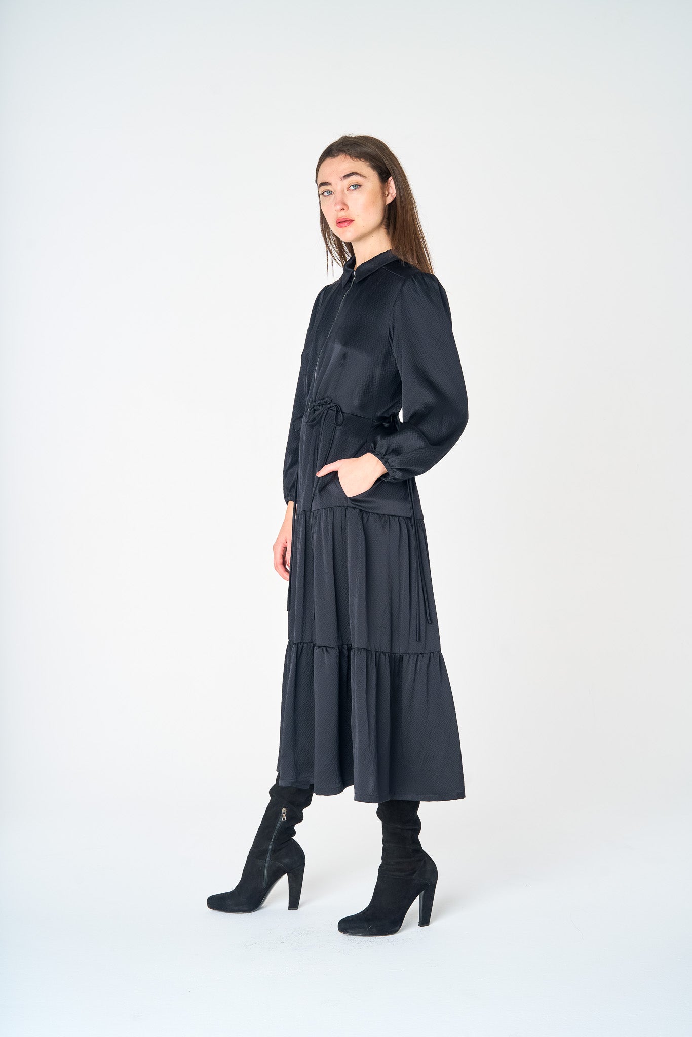 Noir Midi Duchess Dress