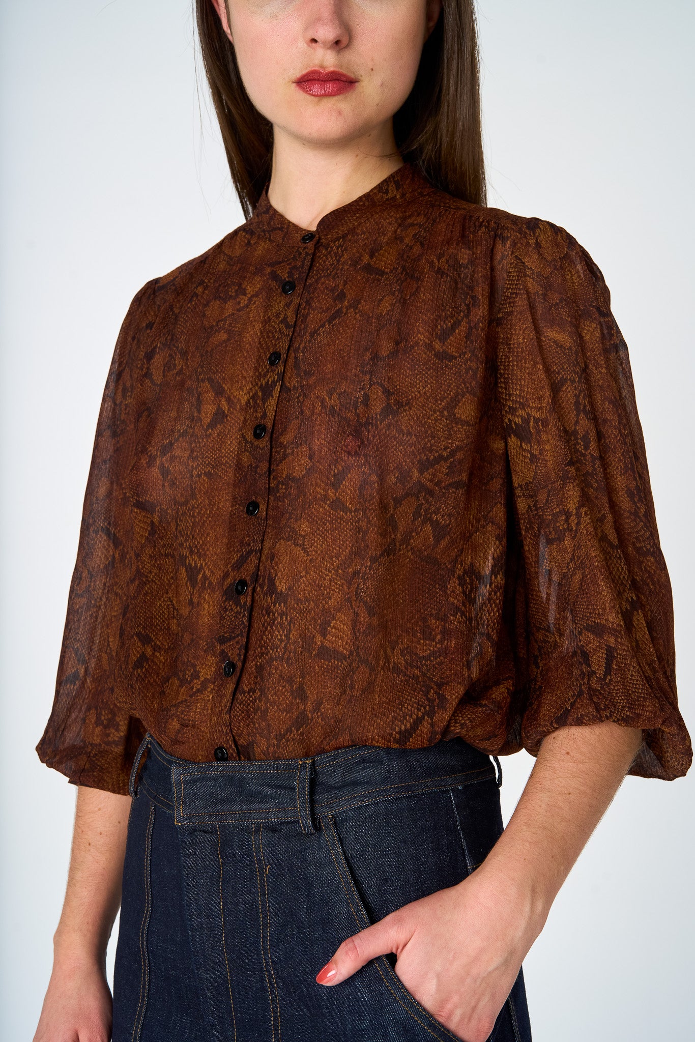 Python Button Front  Blouse