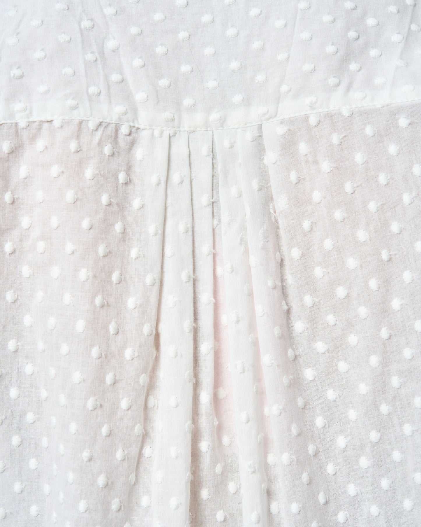 White Cotton Embroidered Dot Shirt shown on model, additional view