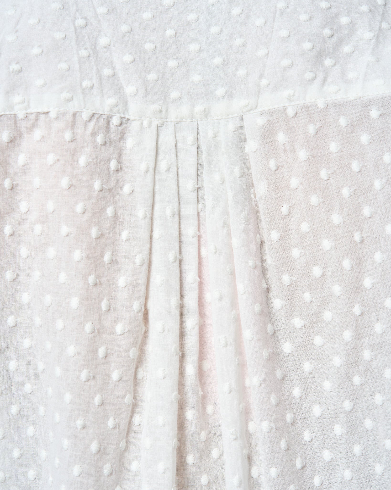 White Cotton Embroidered Dot Shirt shown on model, additional view