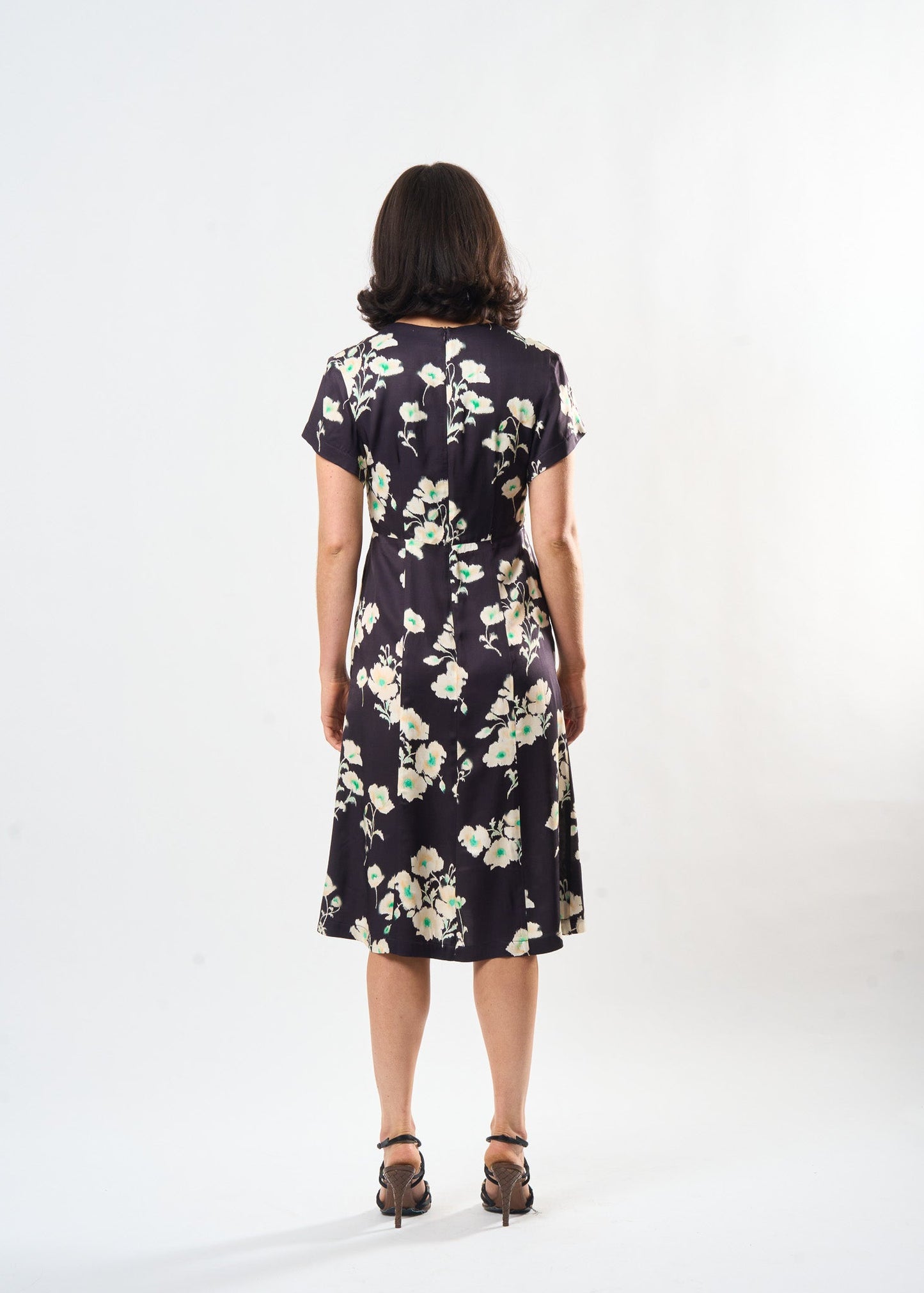 Shadow Floral Sofia Dress shown on model, alternate view
