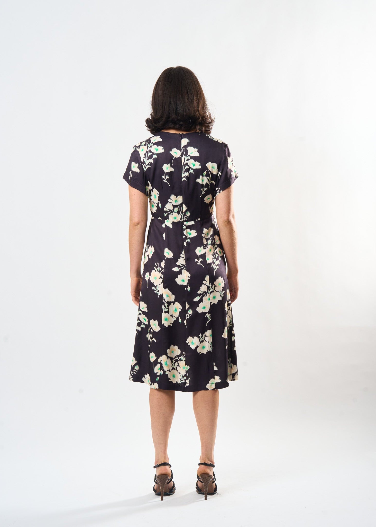 Shadow Floral Sofia Dress shown on model, alternate view