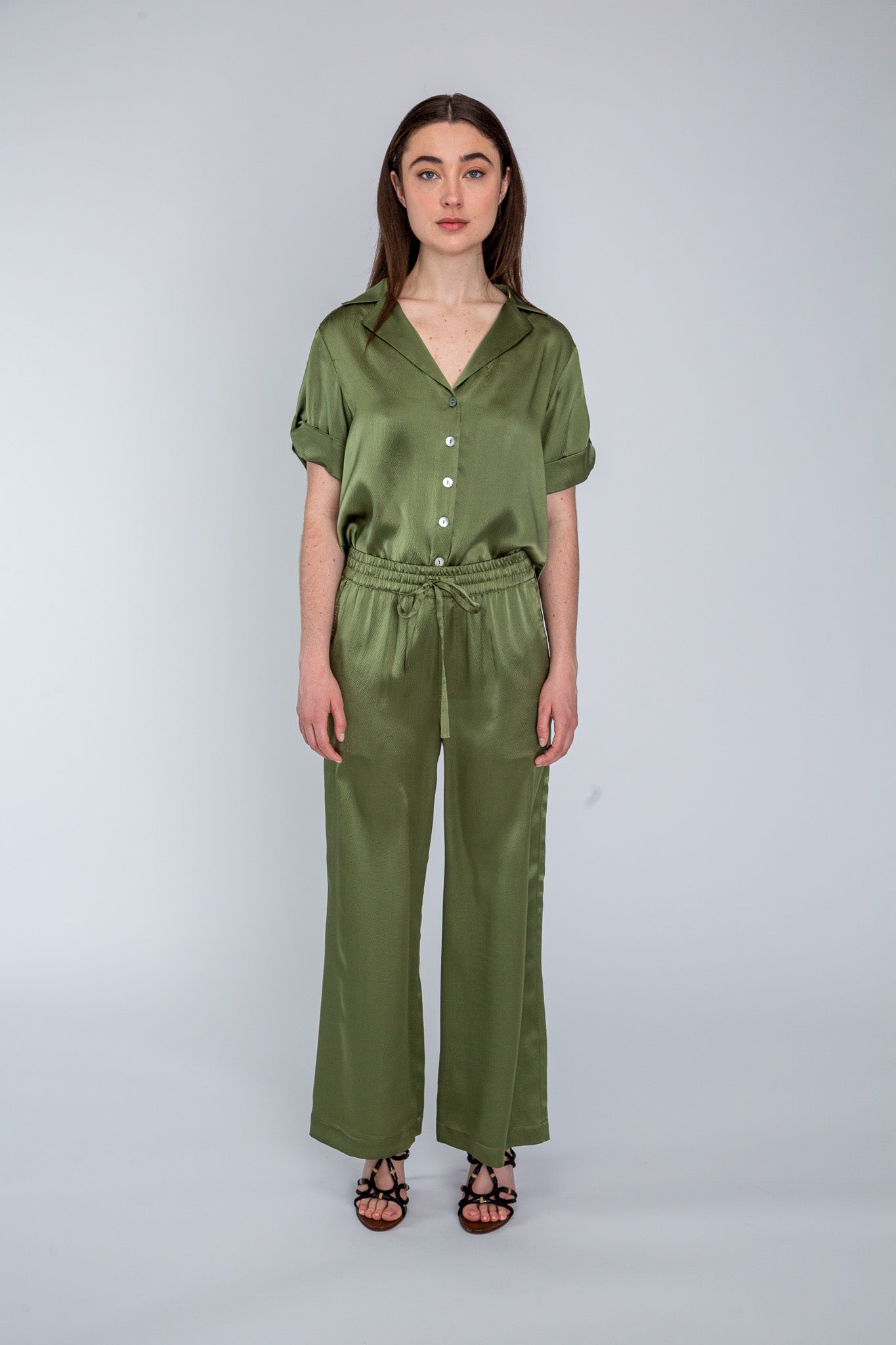 Khaki Satin Pyjama Pant