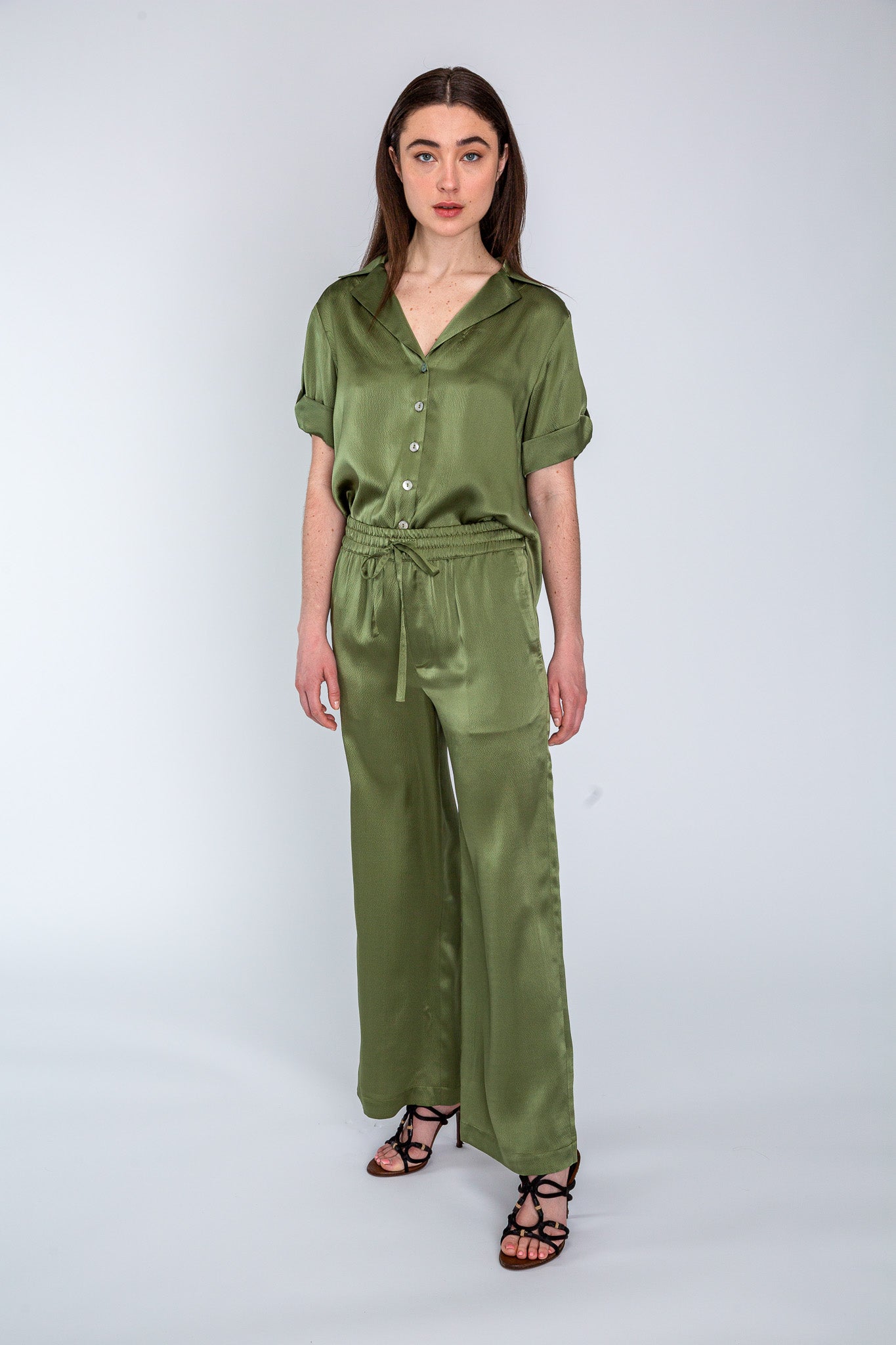 Khaki Satin Pyjama Pant