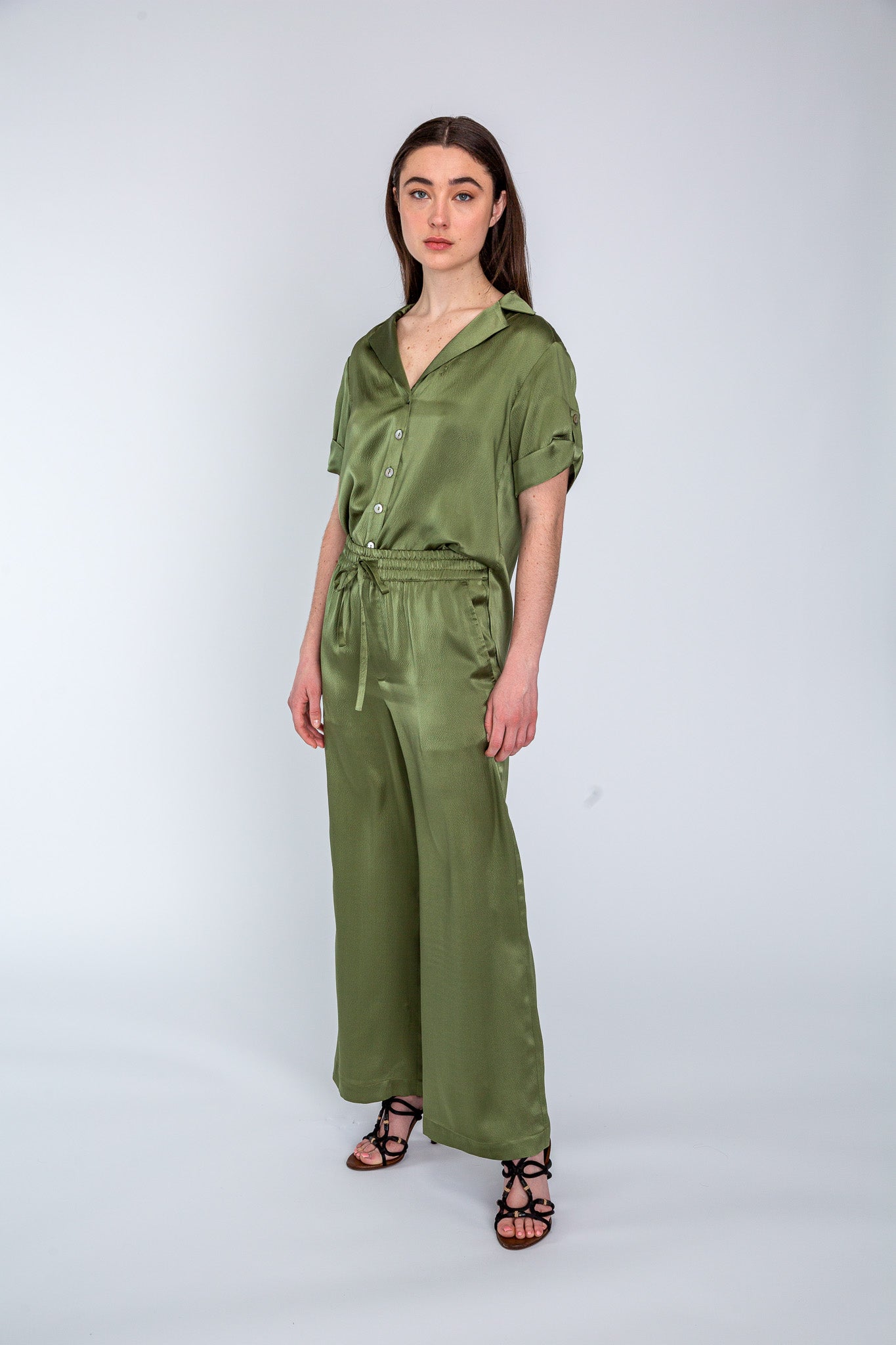 Khaki Satin Pyjama Pant