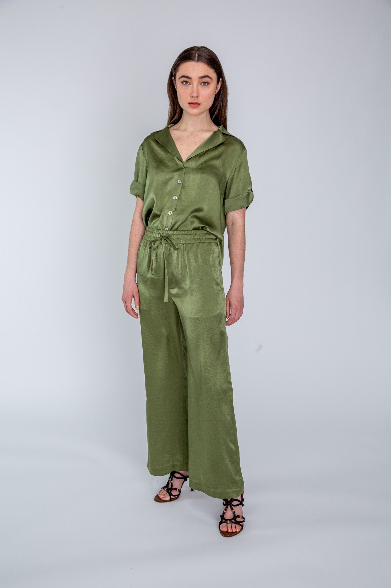 Khaki Satin Pyjama Pant