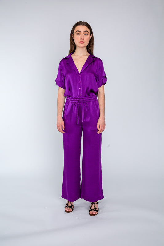 Plum Satin Pyjama Pant