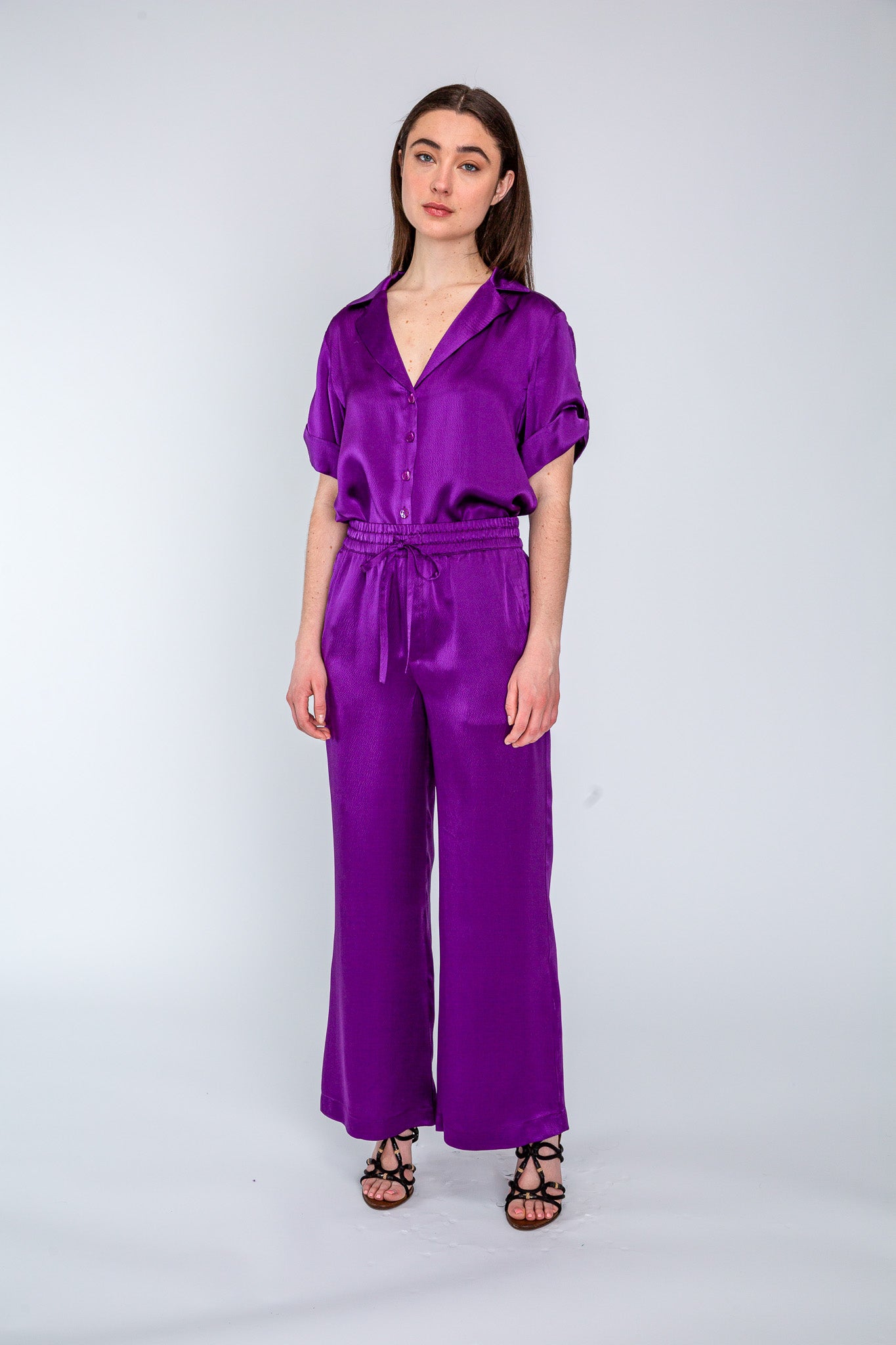 Plum Satin Pyjama Pant